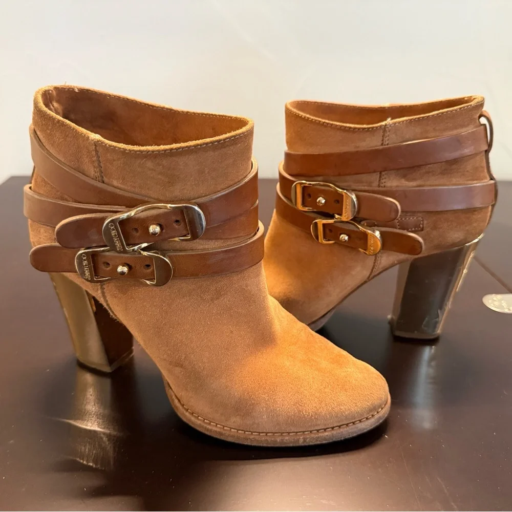 JIMMY CHOO Melba Suede Ankle Booties Size 37 - Picture 7 of 13